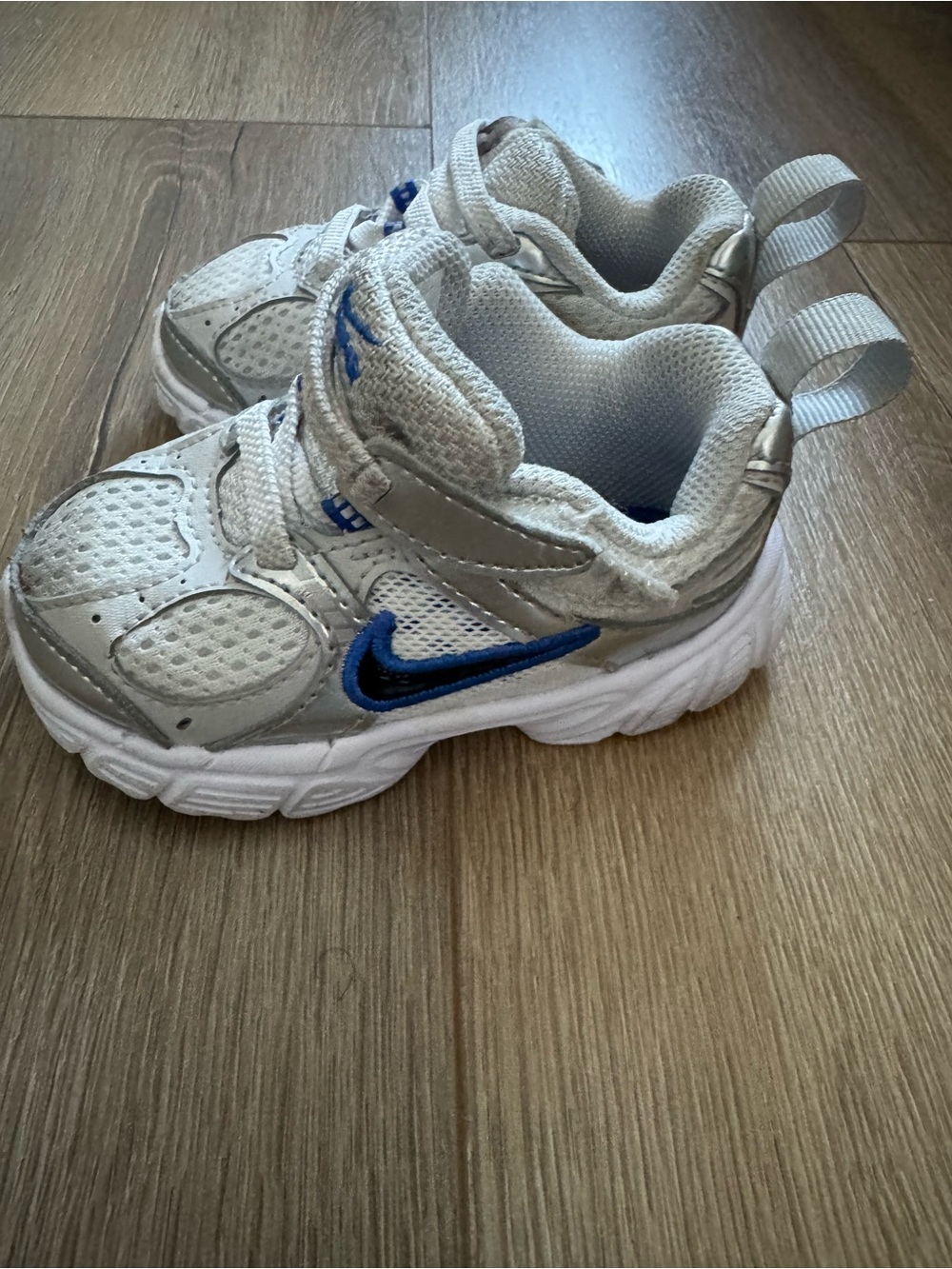 Nike Kids White and Blue Athletic Sneakers
